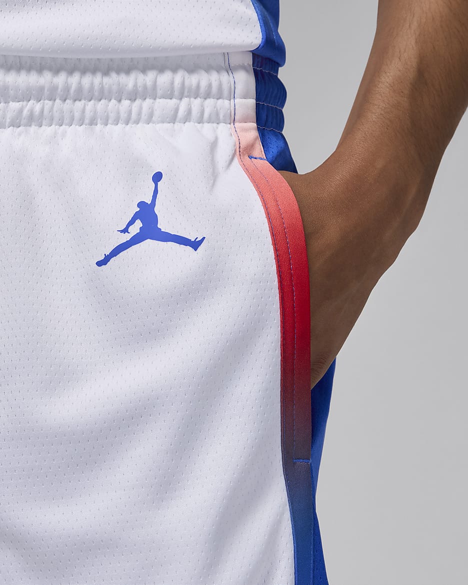 Red white and blue basketball shorts sales